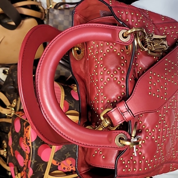 CHRISTIAN DIOR Lady Medium Studs Handbag Shoulder Bag Leather - Picture 4 of 16